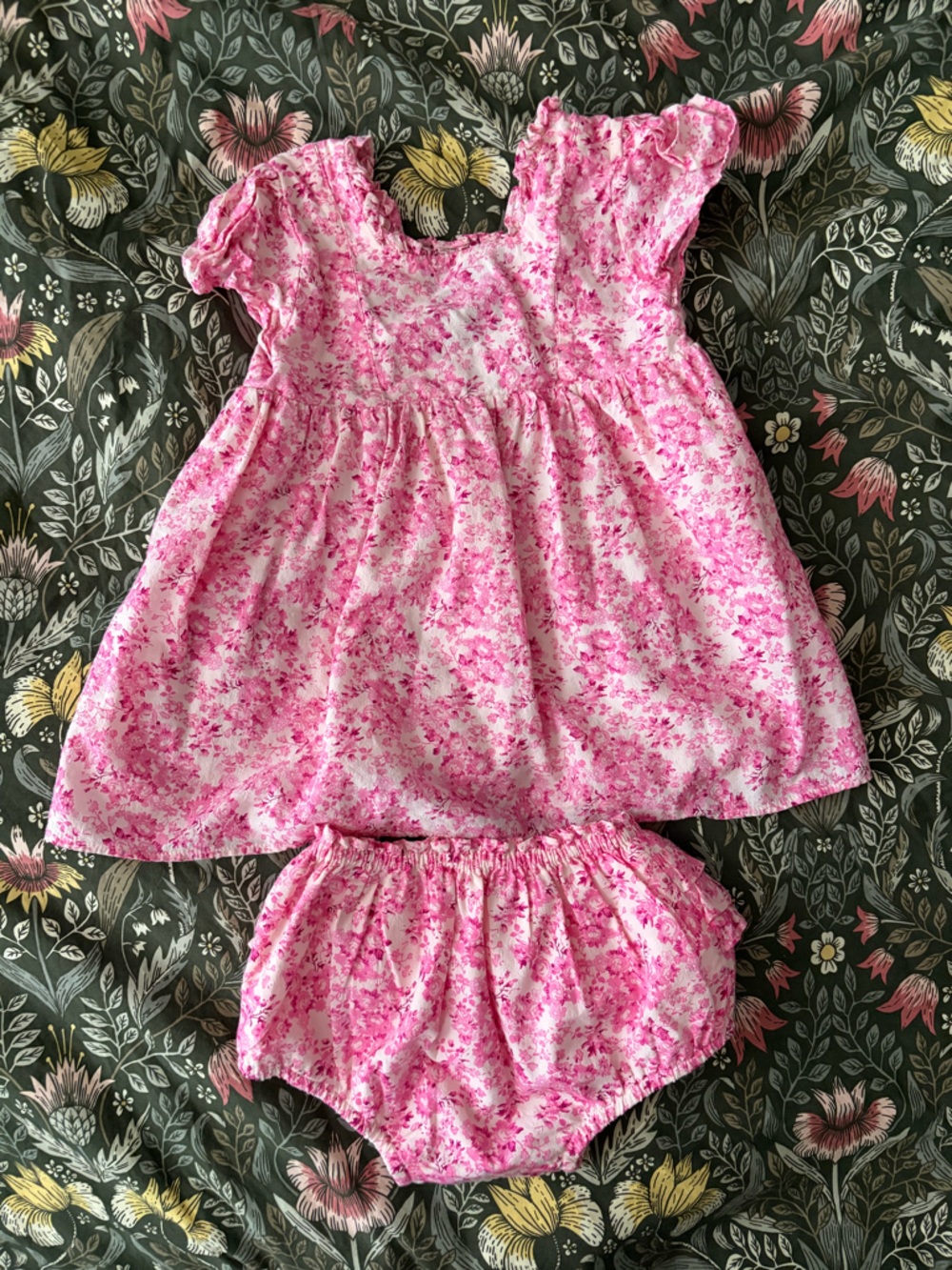 Pink Floral Two-Piece Set - Sleeveless Dress & Shorts